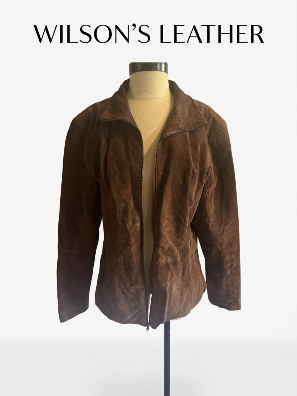 Women Wilsons Leather Brown Suede Zip-Front Jacket Size XL 0124